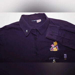 Women’s Disney Winnie the Pooh 100 Acre Woods Friendship Long Sleeve Button Up L